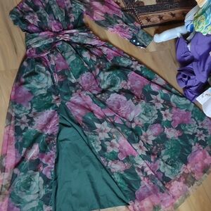 Floral Green and Pink Women's Dress
